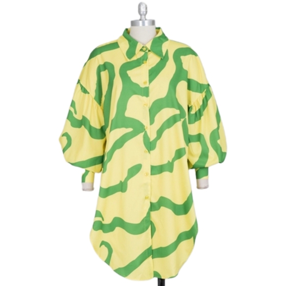 wowo Tops - WoWo Print Button-front PlusSize Tunic Top